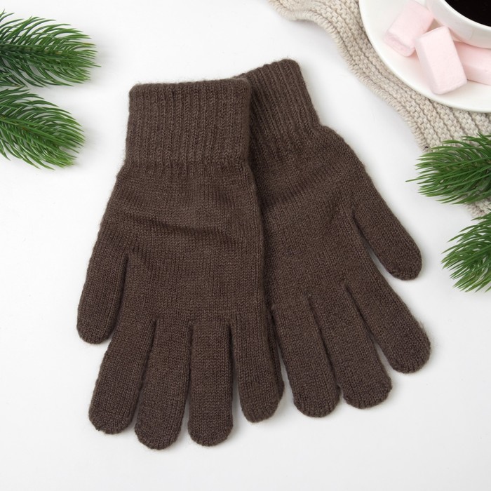 Перчатки женские 643 цвет тёмно-коричневый, р-р 17-18