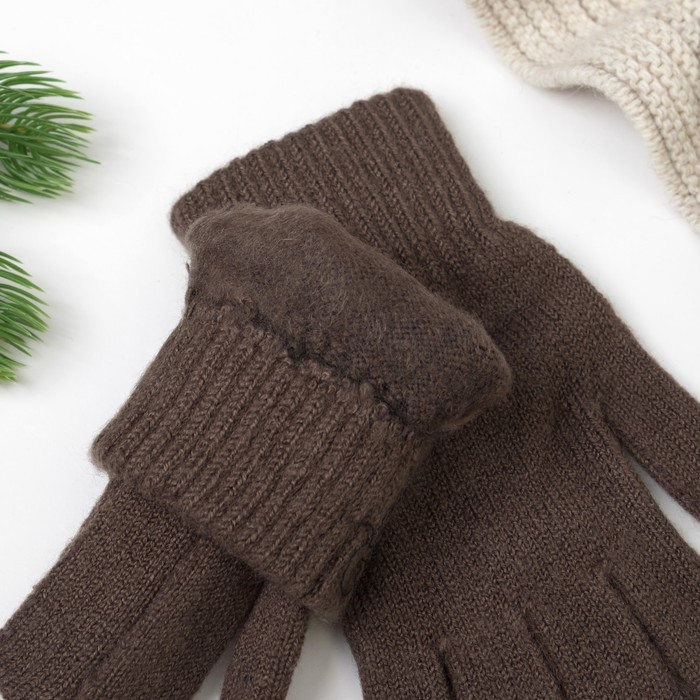 Перчатки женские 643 цвет тёмно-коричневый, р-р 17-18