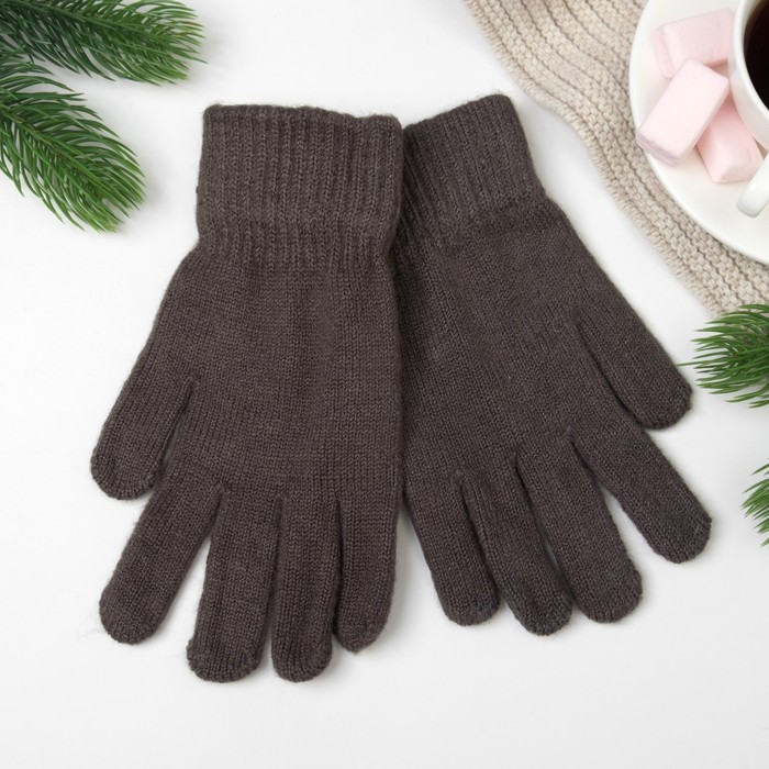 Перчатки женские 643 цвет тёмно-серый, р-р 17-18