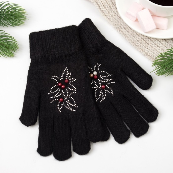 Перчатки женские 643 цвет чёрный, р-р 17-18