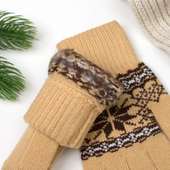 Перчатки женские 692 цвет бежевый, р-р 17-18