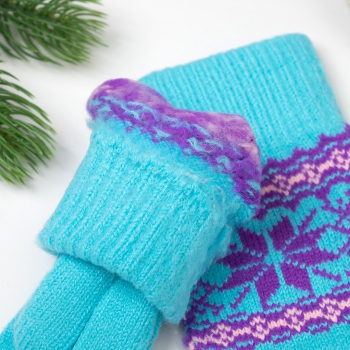 Перчатки женские 692 цвет голубой, р-р 17-18