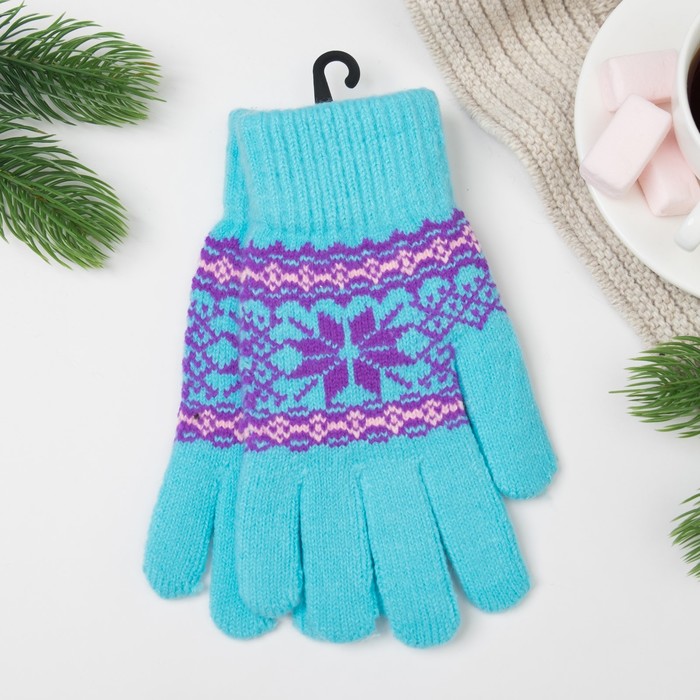 Перчатки женские 692 цвет голубой, р-р 17-18