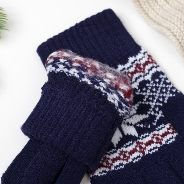 Перчатки женские 692 цвет синий, р-р 17-18