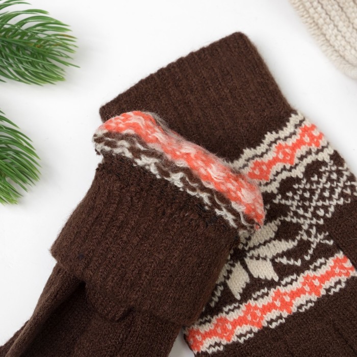 Перчатки женские 692 цвет коричневый, р-р 17-18