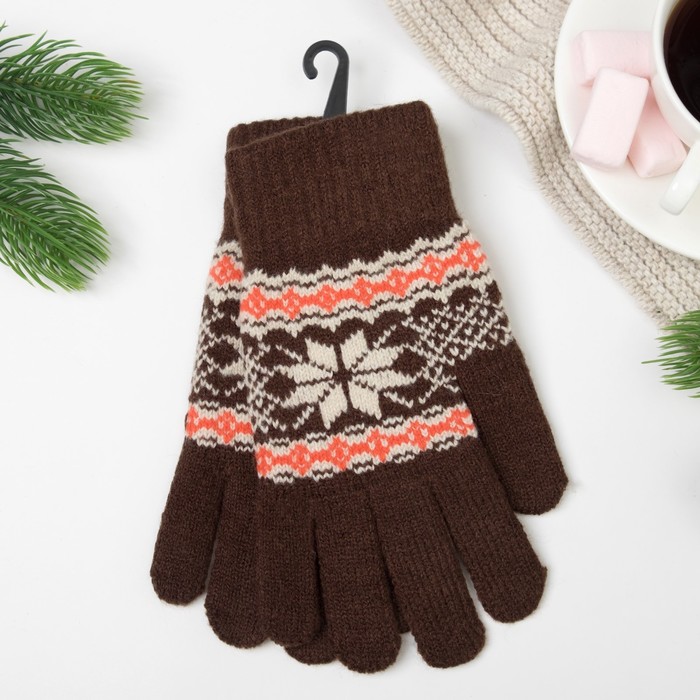 Перчатки женские 692 цвет коричневый, р-р 17-18