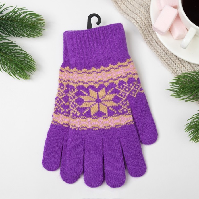 Перчатки женские 692 цвет фиолетовый, р-р 17-18