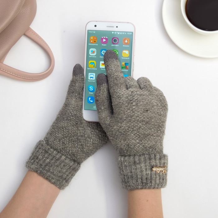 Перчатки женские для сенсорных экранов 7538 цвет серый меланж, р-р 17-18