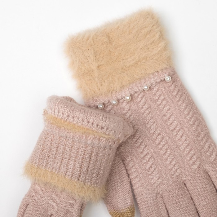 Перчатки женские для сенсорных экранов 417 цвет бежевый, р-р 17-18