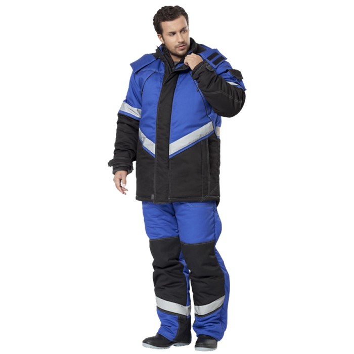 Костюм "Каскад" с подогревом, сине-черный, 44-46, рост 182-188, 8 - 30 часов, ДУ, 6000 мАч