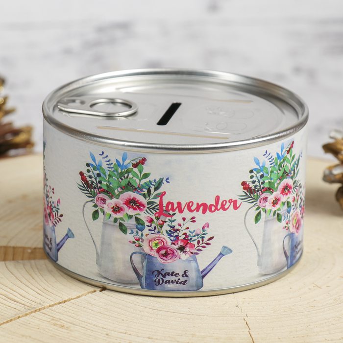 Копилка металл "Лавандовый букет" 10х10х6 см