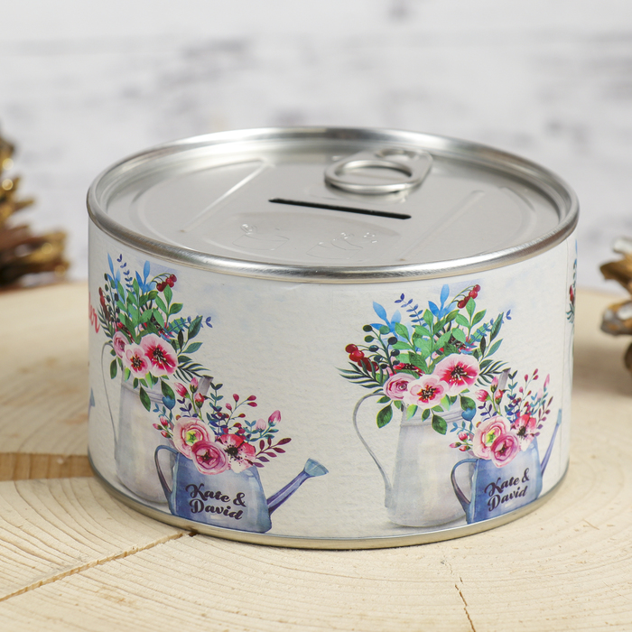 Копилка металл "Лавандовый букет" 10х10х6 см