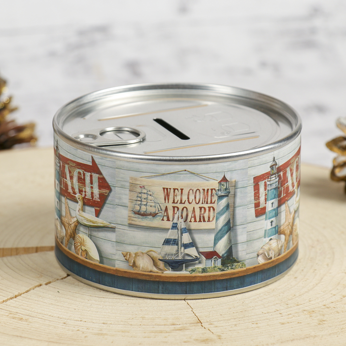Копилка металл "Морские приключения" 10х10х6 см