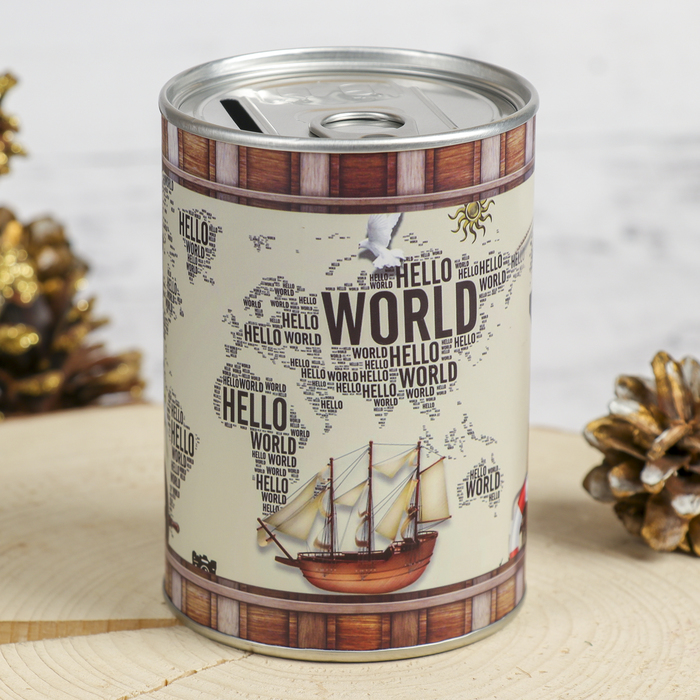 Копилка металл "Путешествия" 11х7,5х7,5 см