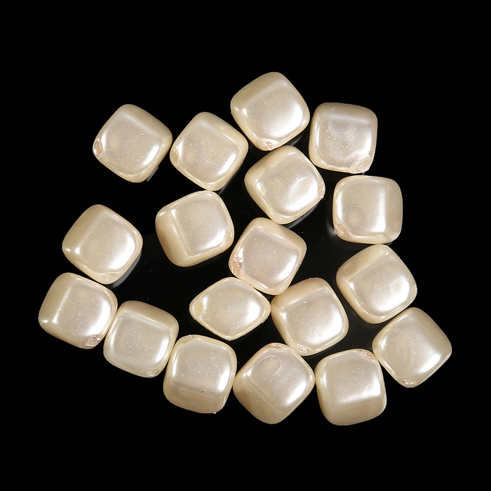 Набор пластиковых бусин  &quot;Жемчуг&quot; квадратные, 10 гр,  1,1х1х0,7 см