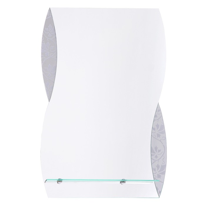 Зеркало «Цветочки», настенное, с полкой, комбинированное, матирование, 40×60 см