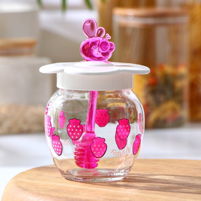 Баночка для меда и варенья 370 мл "Сладкоежка", рисунок и цвета МИКС