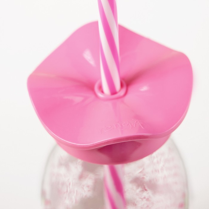 Бутылка 250 мл "Николь. Цветок", с трубочкой, рисунок и цвета МИКС