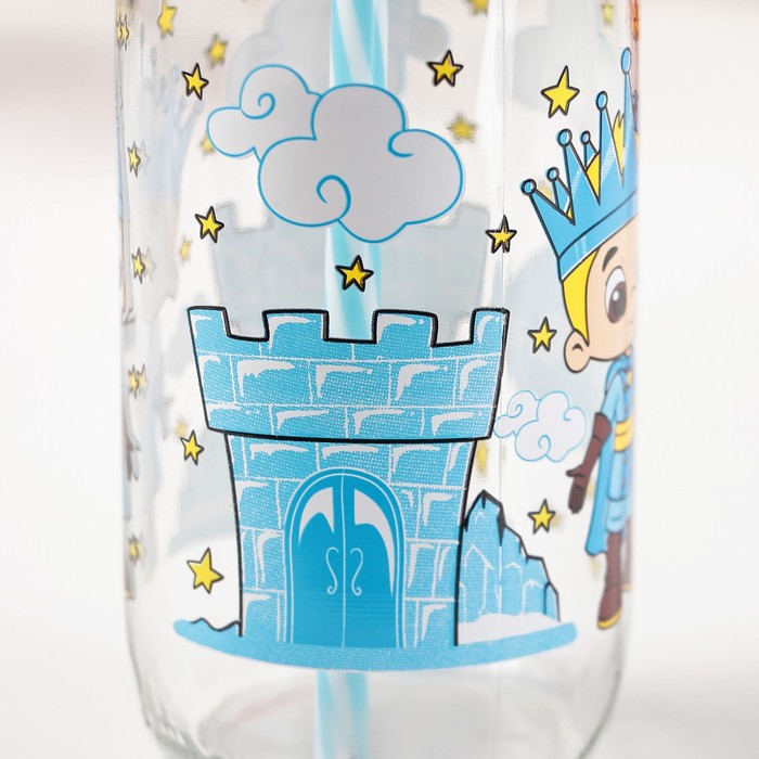 Бутылка 500 мл "Николь. Цветок", с трубочкой, рисунок и цвета МИКС