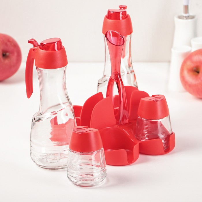 Набор для специй 4 шт "Трендлайн" (бутыль 275 мл, солонка 90 мл), цвета МИКС