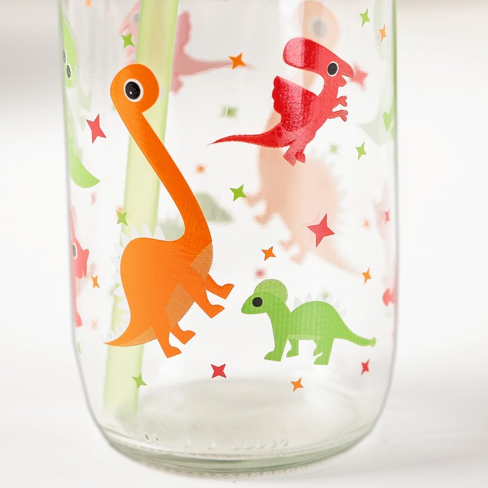 Бутылка 500 мл "Дино", с трубочкой