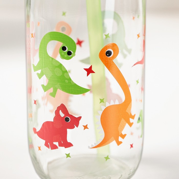 Бутылка 500 мл "Дино", с трубочкой