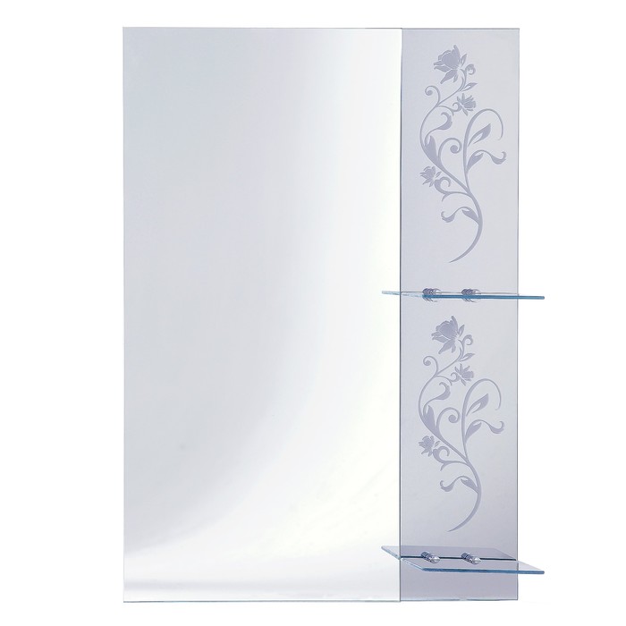 Зеркало «Цветок», настенное, с полками, комбинированное, матирование, 50×70 см