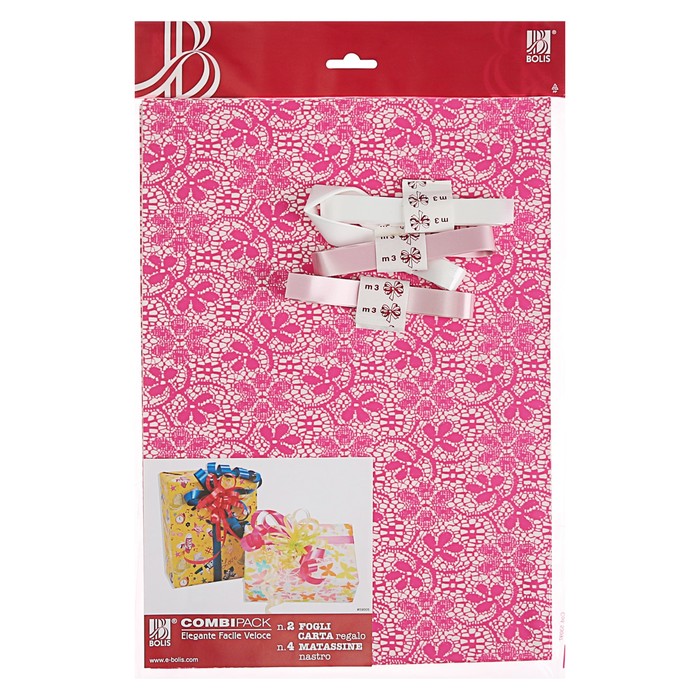 Набор для упаковки, "Маргаритки", крафт 0,7 х 1 м х 2, лента 15 мм х 3 м х 4