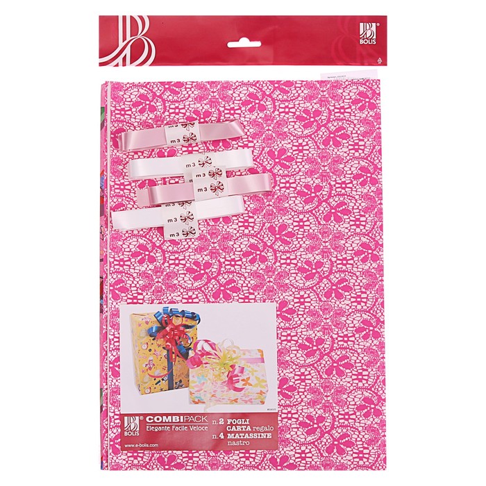 Набор для упаковки, "Для сестренок", крафт 0,7 х 1 м х 2, лента 15 мм х 3 м х 4