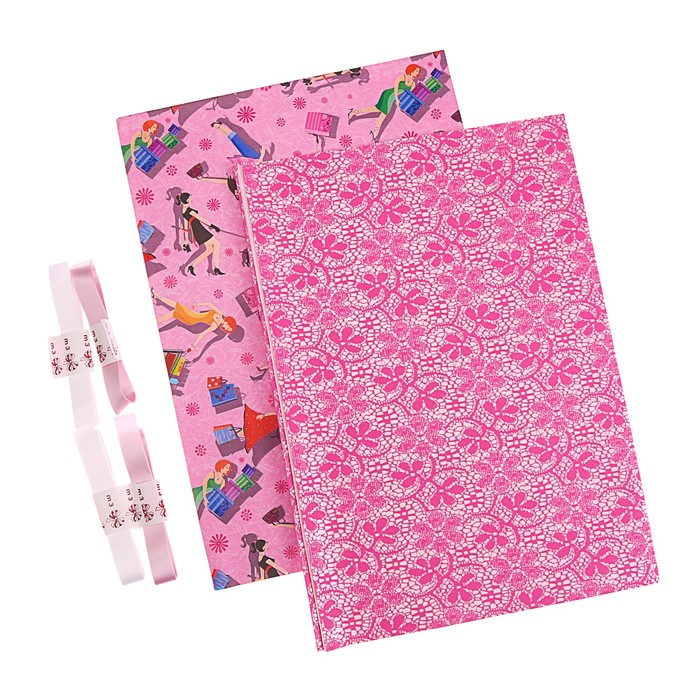 Набор для упаковки, "Для сестренок", крафт 0,7 х 1 м х 2, лента 15 мм х 3 м х 4