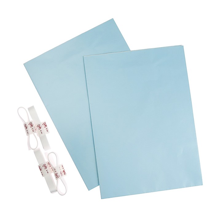 Набор для упаковки, голубой, крафт 0,7 х 1 м х 2, лента 15 мм х 3 м х 4