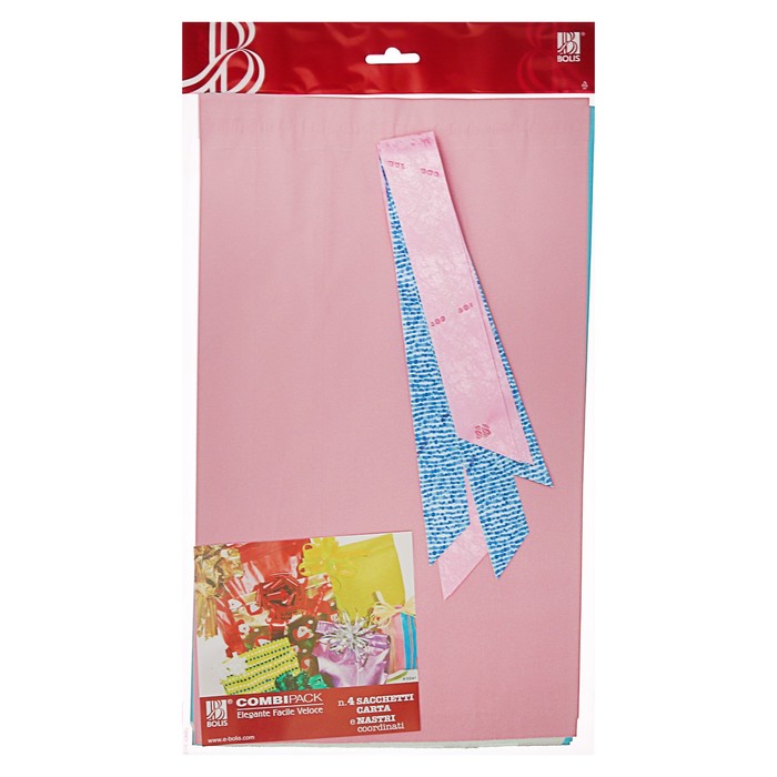 Набор для упаковки, "Тренд №2", крафт пакеты микс 25 х 40 см, бант 30/120 мм, 4 шт.