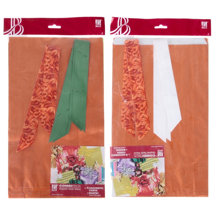 Набор для упаковки, "Тренд №3", крафт пакеты микс 25 х 40 см, бант 30/120 мм, 4 шт.