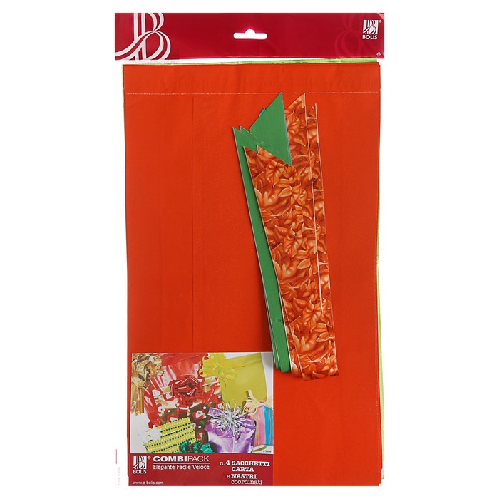 Набор для упаковки, "Тренд №6", крафт пакеты микс, 250 х 400 мм, бант 30/120 мм, 4 шт.