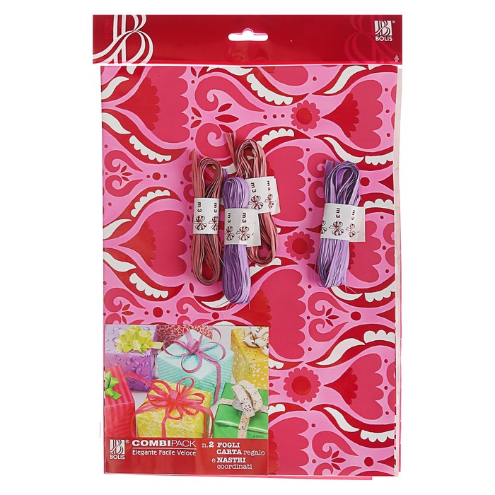 Набор для упаковки, "Фантазия№2", крафт 0,7 х 1 м х 2 шт, лента 3 м х 4 шт