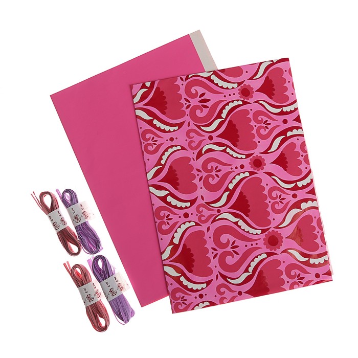 Набор для упаковки, "Фантазия№2", крафт 0,7 х 1 м х 2 шт, лента 3 м х 4 шт