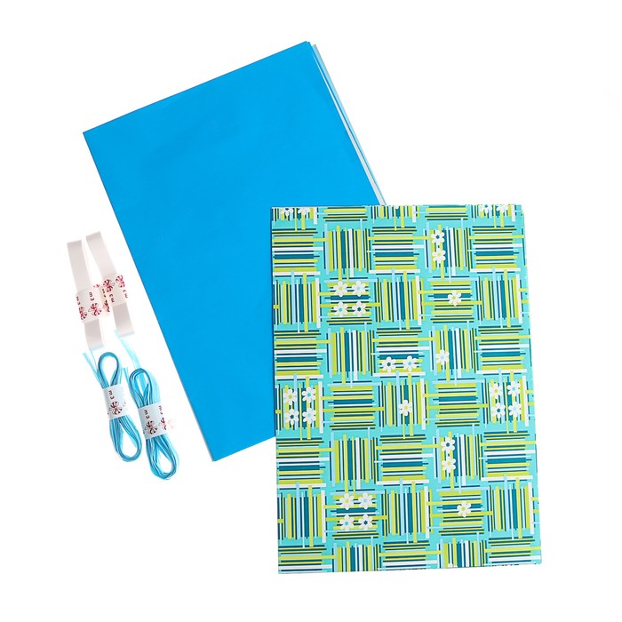 Набор для упаковки, "Фантазия№5", крафт 0,7 х 1 м х 2 шт, лента 3 м х 4 шт