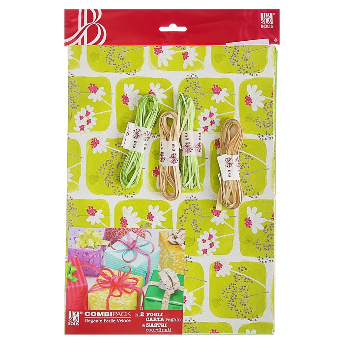 Набор для упаковки, "Фантазия№6", крафт 0,7 х 1 м х 2 шт, лента 3 м х 4 шт