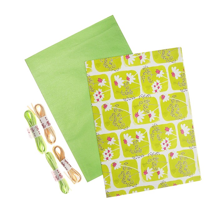 Набор для упаковки, "Фантазия№6", крафт 0,7 х 1 м х 2 шт, лента 3 м х 4 шт