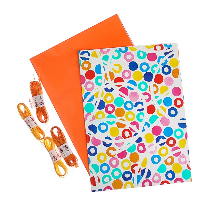 Набор для упаковки, "Фантазия№7", крафт 0,7 х 1 м х 2 шт, лента 3 м х 4 шт