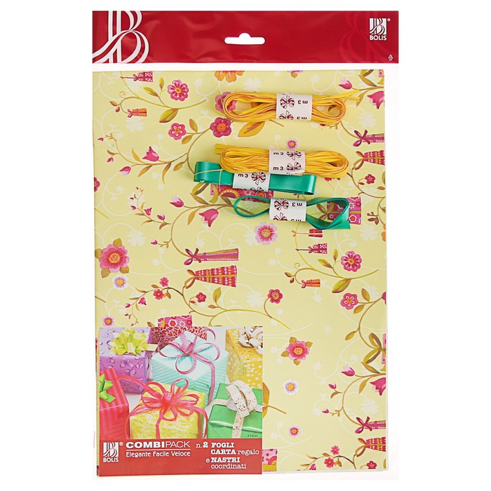 Набор для упаковки, "Фантазия№8", крафт 0,7 х 1 м х 2 шт, лента 3 м х 4 шт