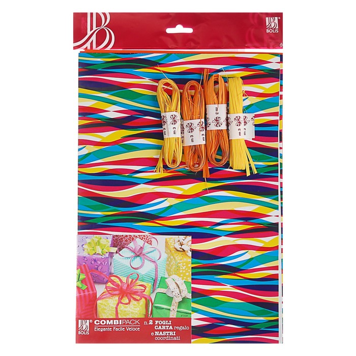 Набор для упаковки, "Фантазия№10", крафт 0,7 х 1 м х 2 шт, лента 3 м х 4 шт