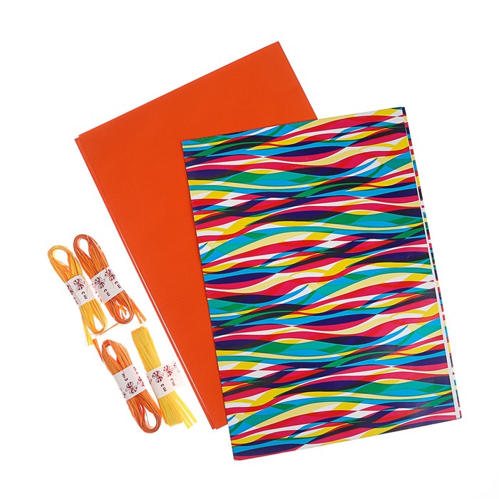 Набор для упаковки, "Фантазия№10", крафт 0,7 х 1 м х 2 шт, лента 3 м х 4 шт