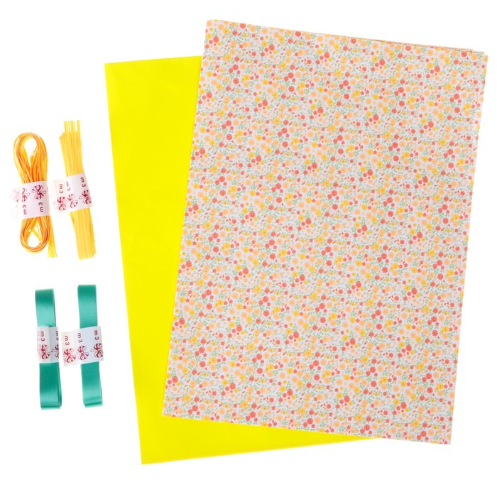 Набор для упаковки, "Фантазия№12", крафт 0,7 х 1 м х 2 шт, лента 3 м х 4 шт