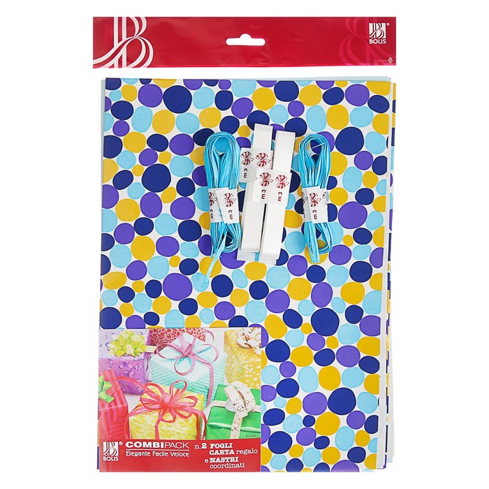 Набор для упаковки, "Фантазия№14", крафт 0,7 х 1 м х 2 шт, лента 3 м х 4 шт