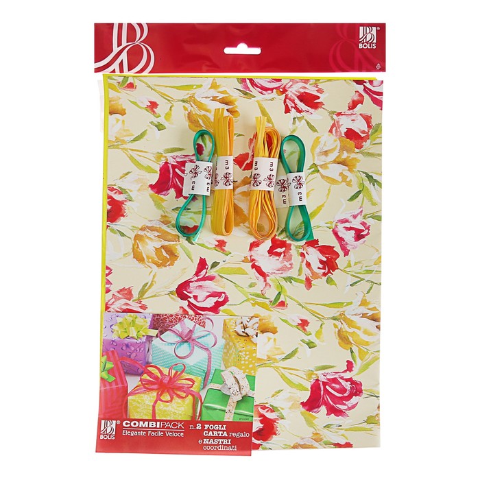 Набор для упаковки, "Фантазия№15", крафт 0,7 х 1 м х 2 шт, лента 3 м х 4 шт