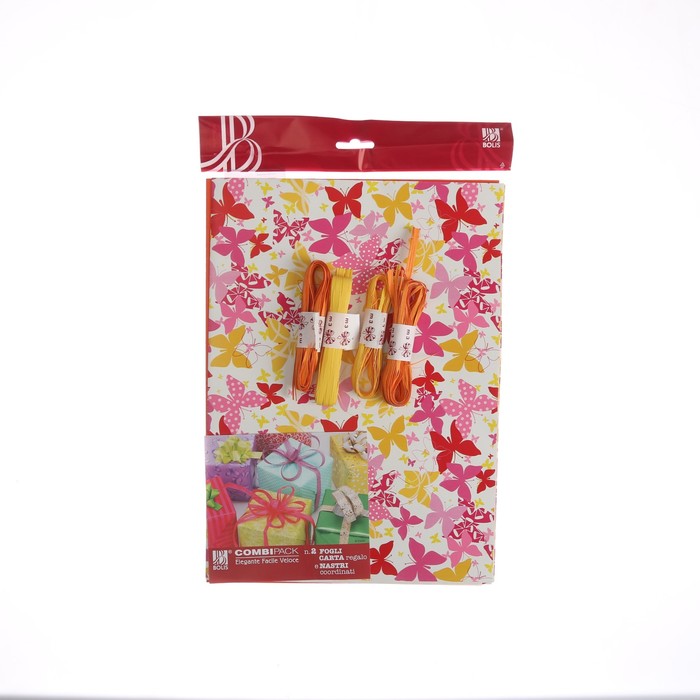 Набор для упаковки, "Фантазия№18", крафт 0,7 х 1 м х 2 шт, лента 3 м х 4 шт