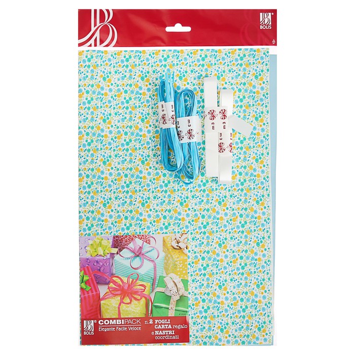 Набор для упаковки, "Фантазия№19", крафт 0,7 х 1 м х 2 шт, лента 3 м х 4 шт