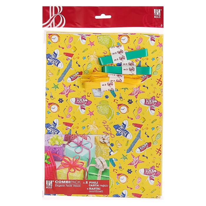 Набор для упаковки, "Фантазия№20", крафт 0,7 х 1 м х 2 шт, лента 3 м х 4 шт