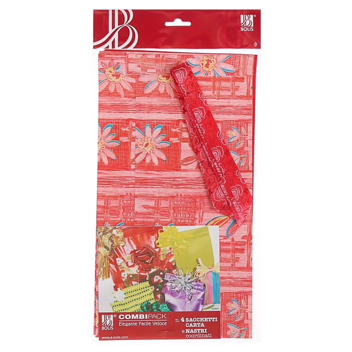 Набор для упаковки, "Тренд №10", крафт пакеты 18 х 31 см, банты 19/80 мм, 4 шт., микс